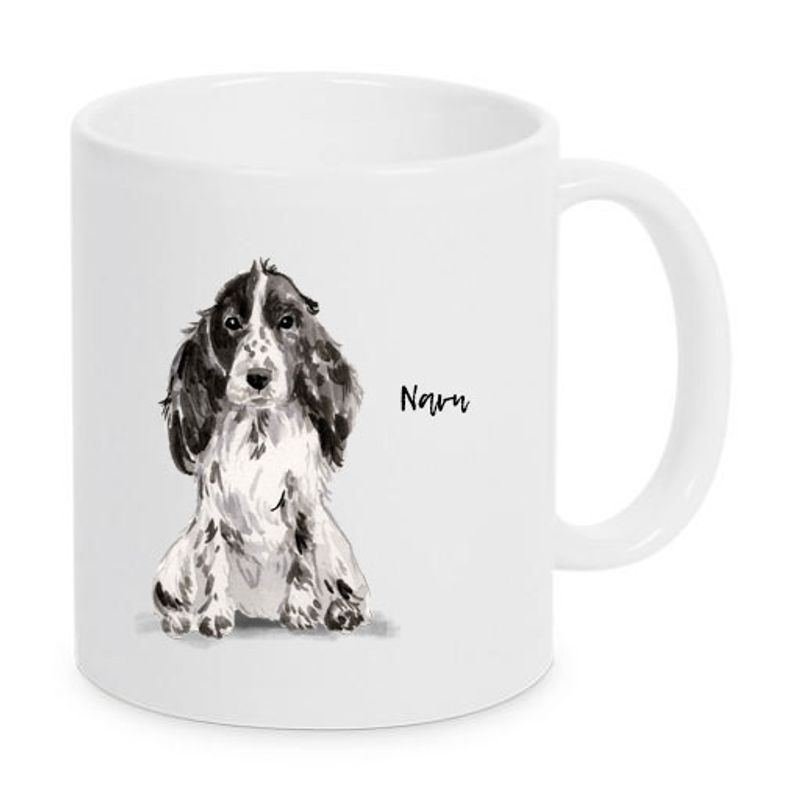 kopp Cocker  Spaniel svart hvit